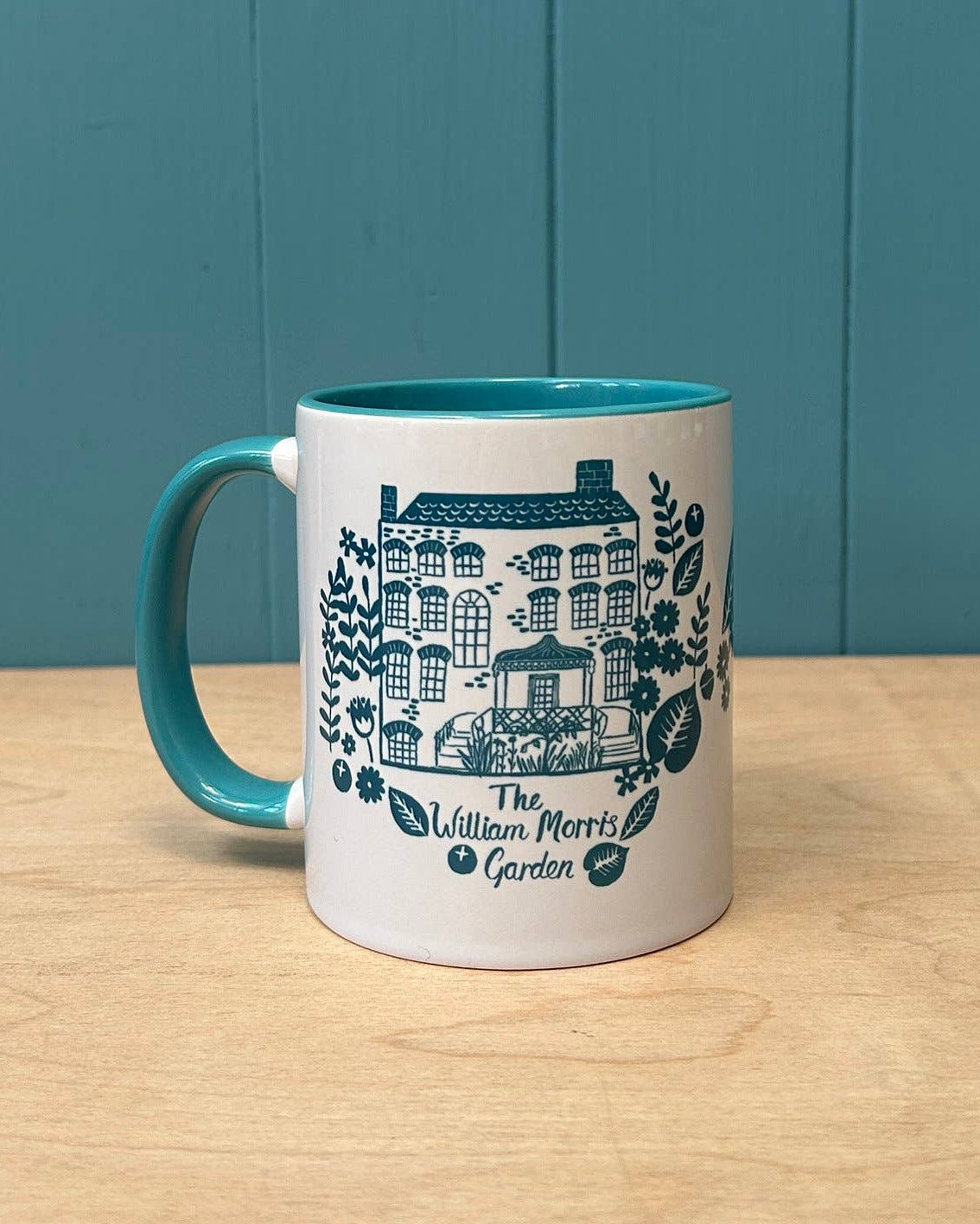 Siobhan Watt William Morris Garden ceramic mug, hand printed botanical design