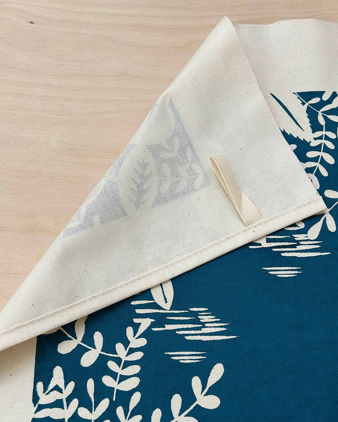 Siobhan Watt William Morris Garden teal towel, hand screen printed cotton