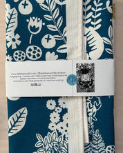 Siobhan Watt William Morris Garden teal towel, hand screen printed cotton