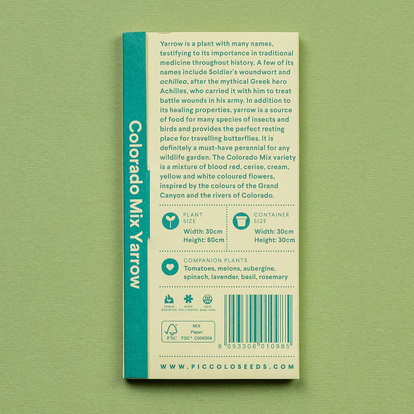 Yarrow Colorado Mix Single Seed Packet by Piccolo
