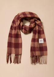 Lambswool Oversized Scarf in Fig Gingham