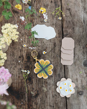 Keyring Flower Press | Greens & Yellows