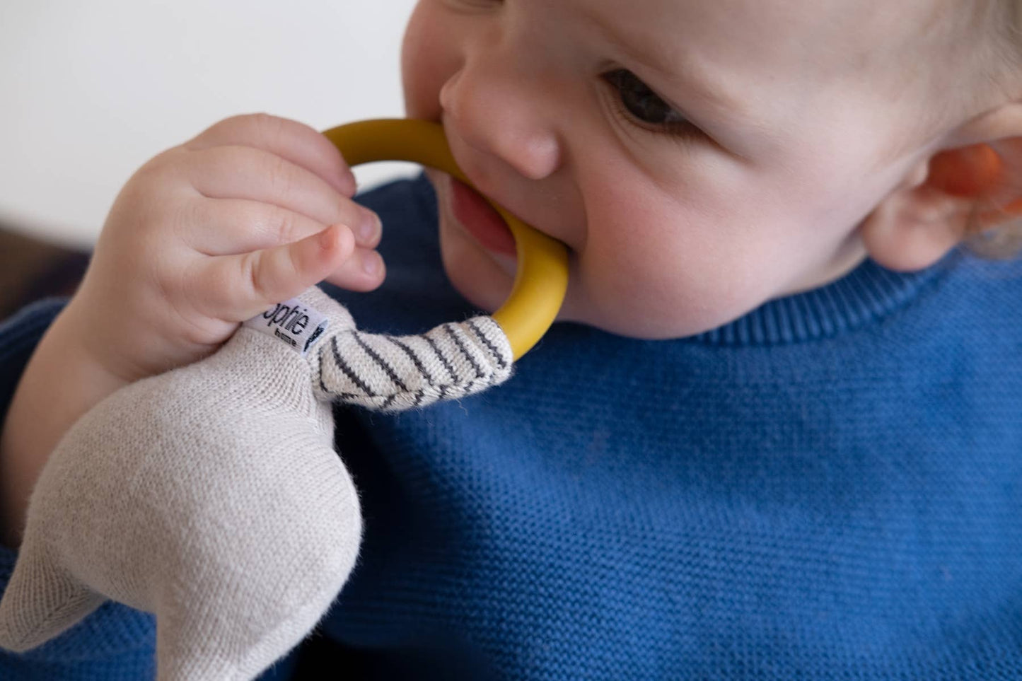 Cotton Knit & Silicone Teether Rattle - Cat