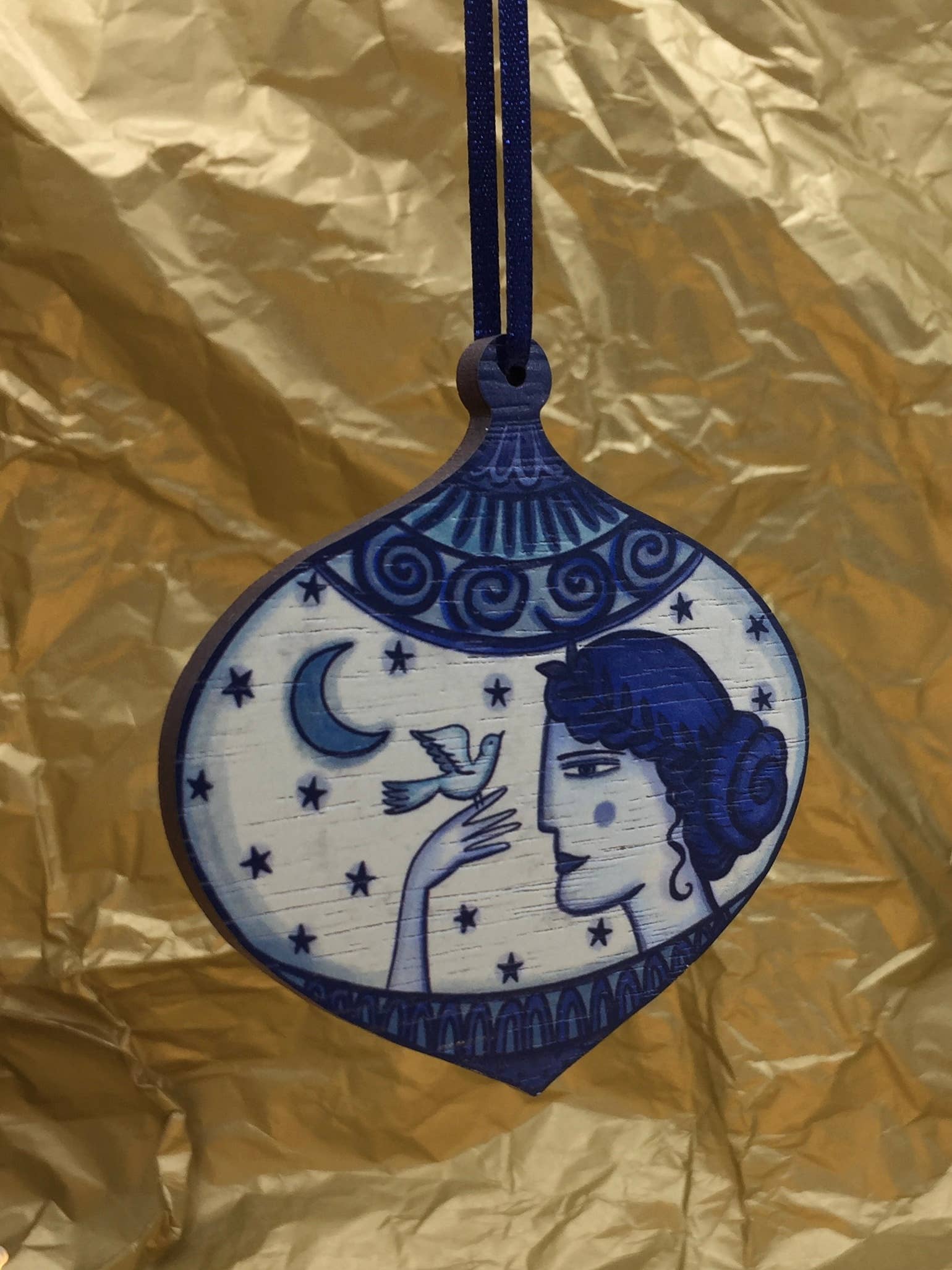 Illustrated Lady Wooden Decoration