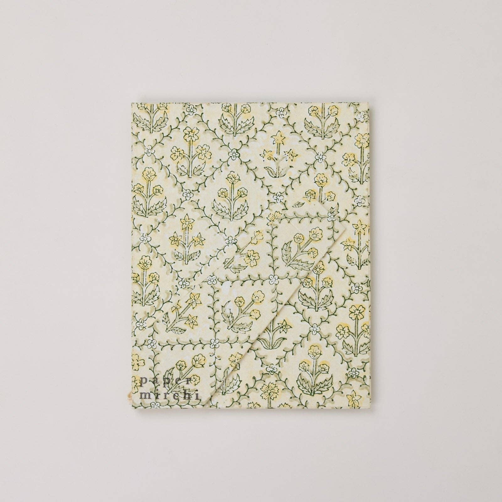 Paper Mirchi Block Printed Picture Frame | Floral Lattice Buttercream, 4x6in