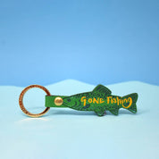 Gone Fishing Leather Key Fob