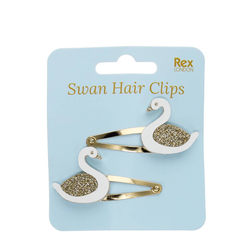 Glitter Hair Clips | Swan (Set of 2)