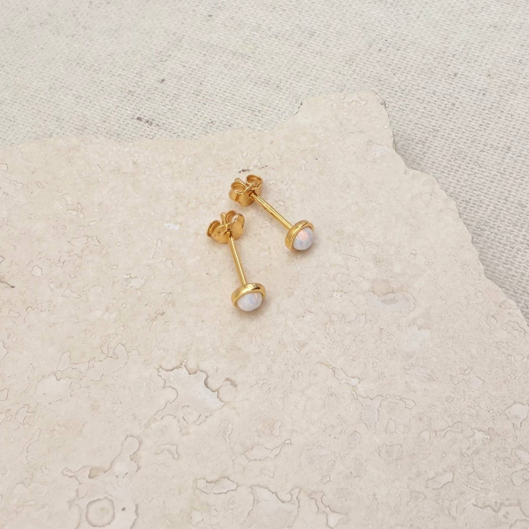 Gold Opal Studs by Little Nell, further view