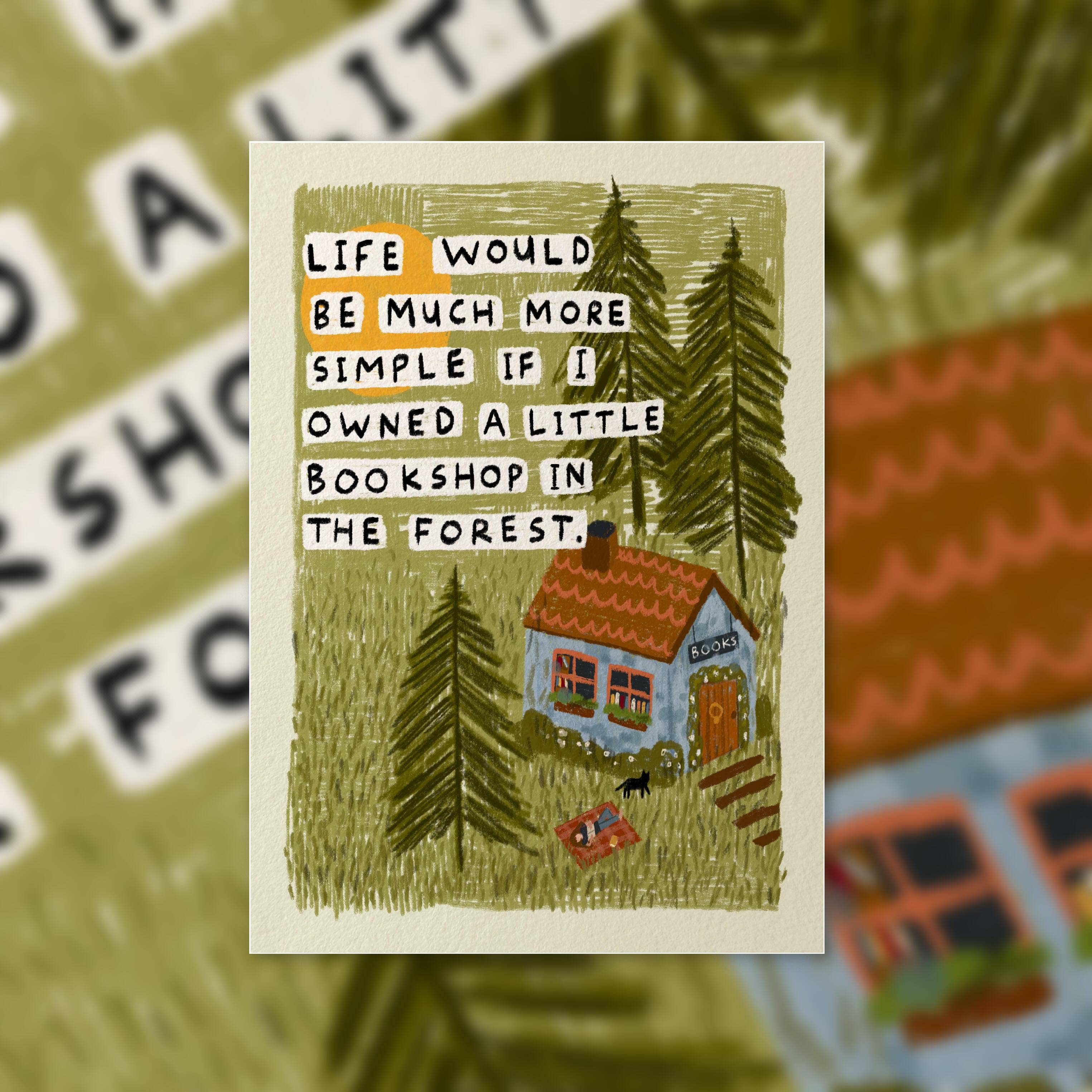 Bookshop in the Forest Art Print