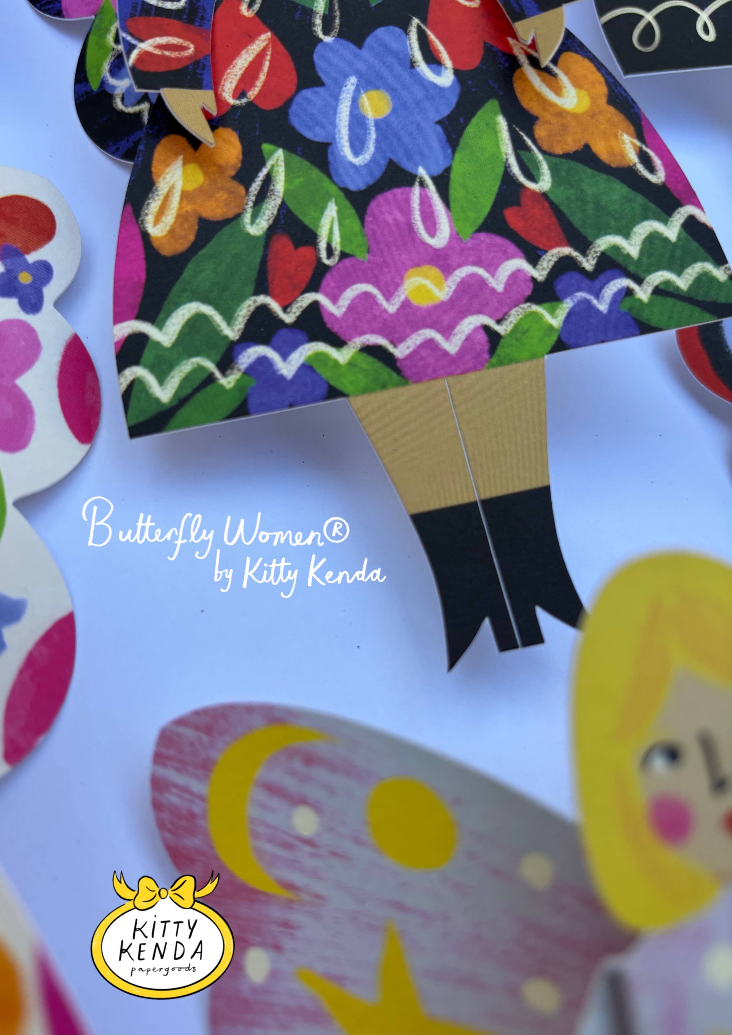 Butterfly Woman Sitting Happy birthday Greeting Card - Midnight Floral