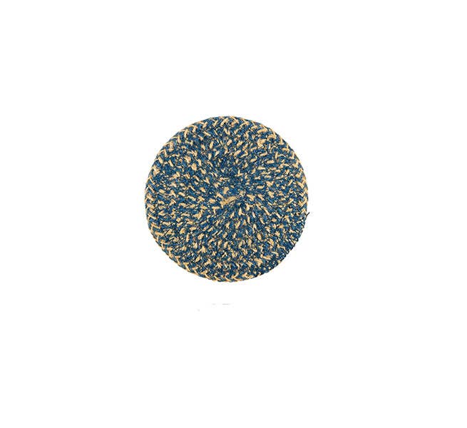 Cornflower and natural jute coasters by British Colour Standard, further view