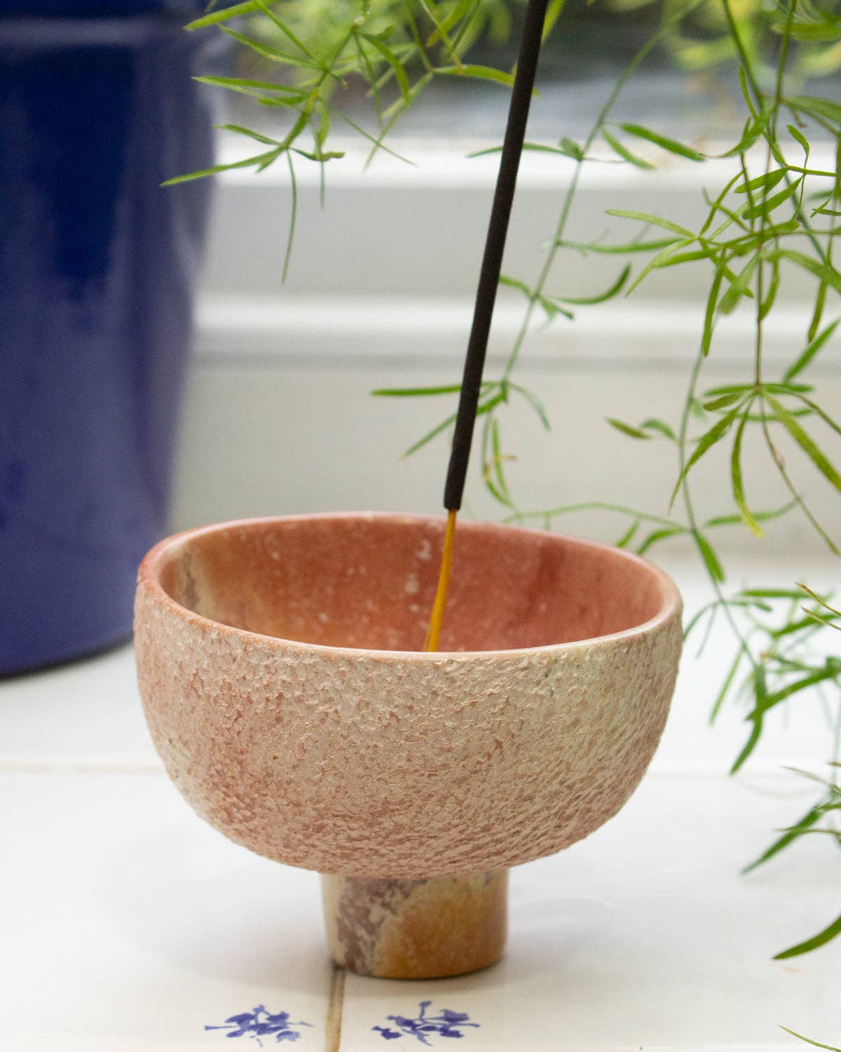 Textured Soapstone Incense Holder Bowl in Marbled Pink | Handmade in Kenya
