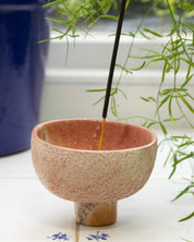 Textured Soapstone Incense Holder Bowl in Marbled Pink | Handmade in Kenya