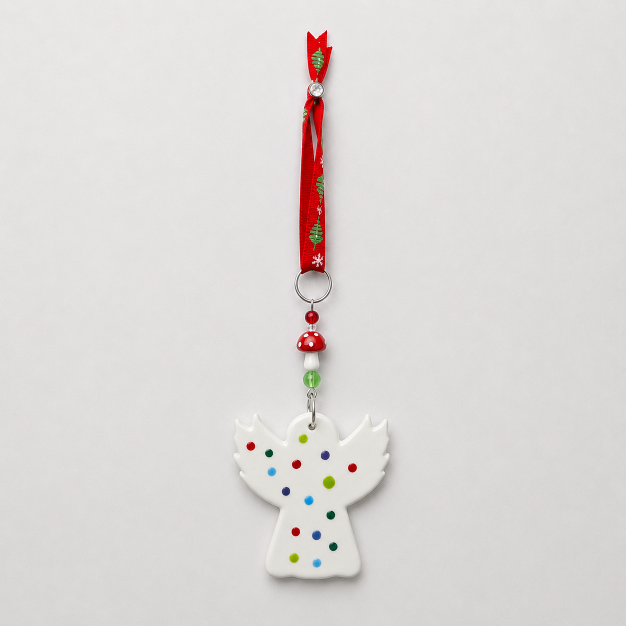 Handmade ceramic angel Christmas decoration, further view