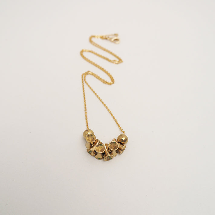 Brass and Bold Diabolo Necklace | Abacus, Solid Brass Beads, Gold Plated Chain