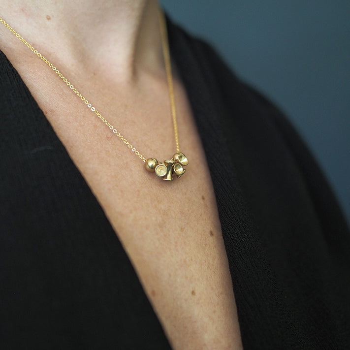 Brass and Bold Diabolo Necklace | Abacus, Solid Brass Beads, Gold Plated Chain