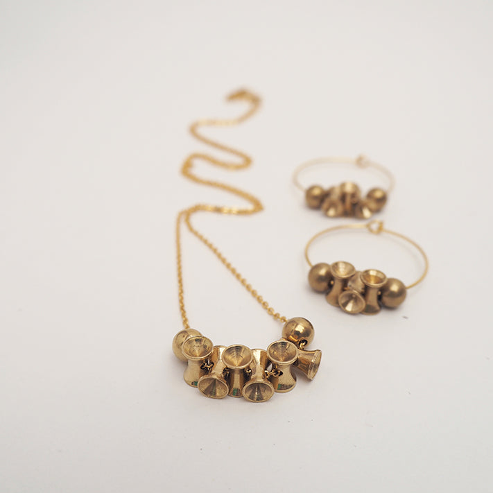 Brass and Bold Diabolo Necklace | Abacus, Solid Brass Beads, Gold Plated Chain