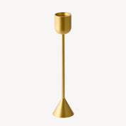Reversible Totem Dinner Candle Holder | Small Satin Brass