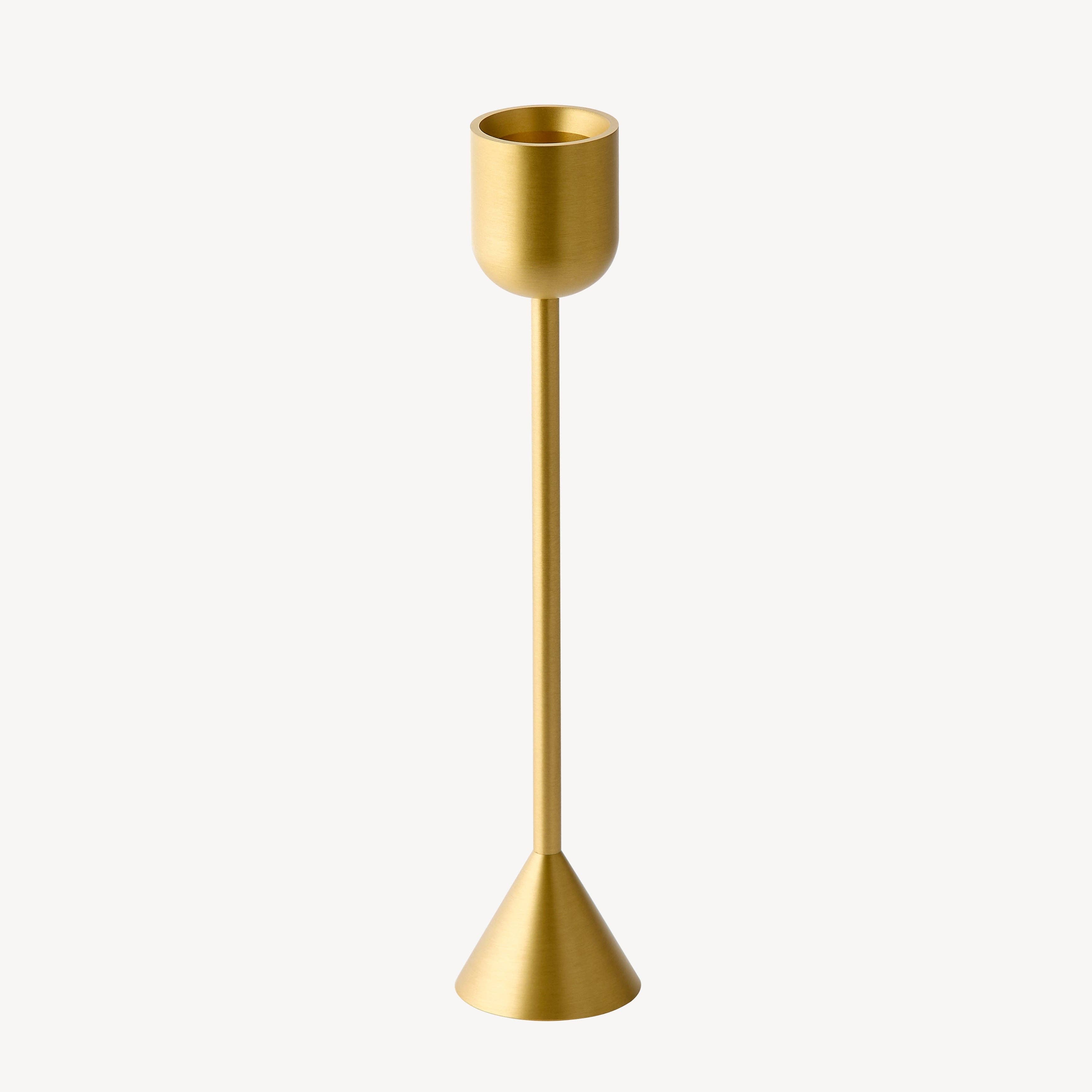 Reversible Totem Dinner Candle Holder | Small Satin Brass
