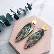 Calathea Stromanthe Triostar Plant Drop Earrings