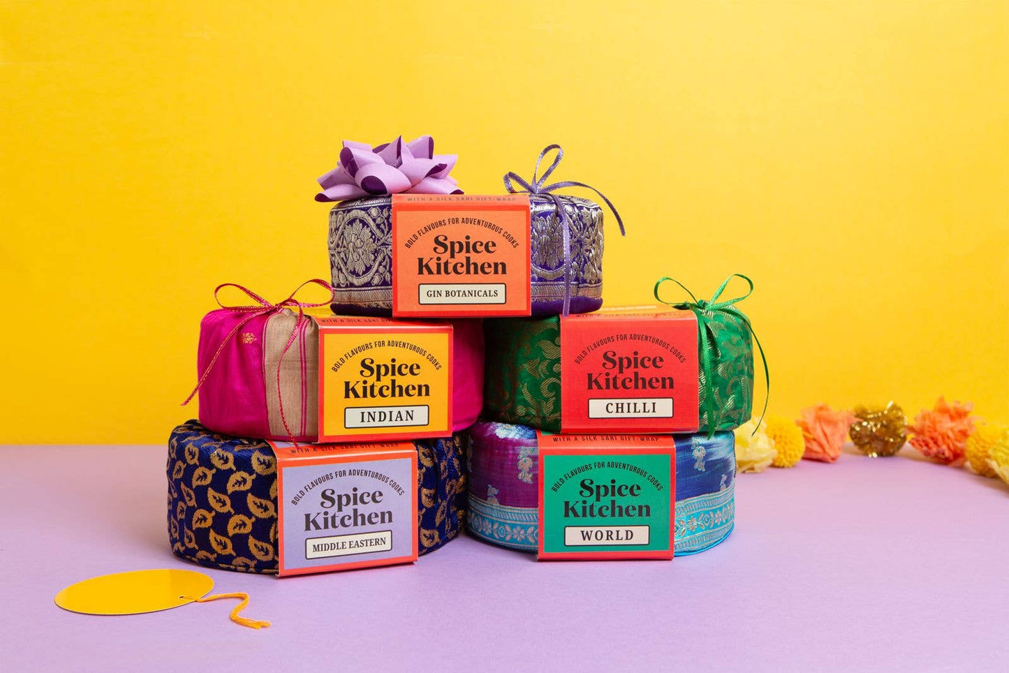 Middle Eastern & African Spice Tin with Silk Sari Wrap