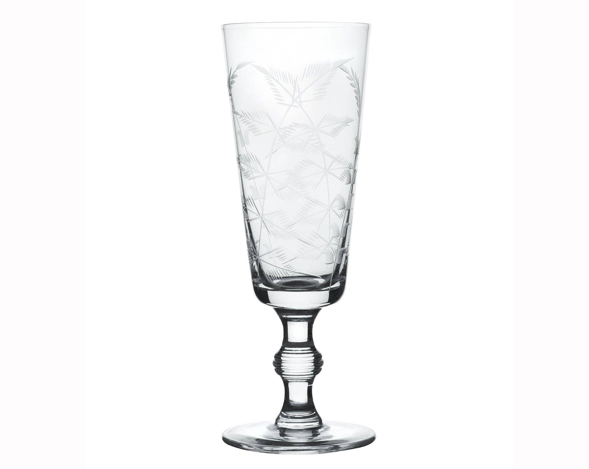 A Set of Four Crystal Champagne Flutes | Fern Design