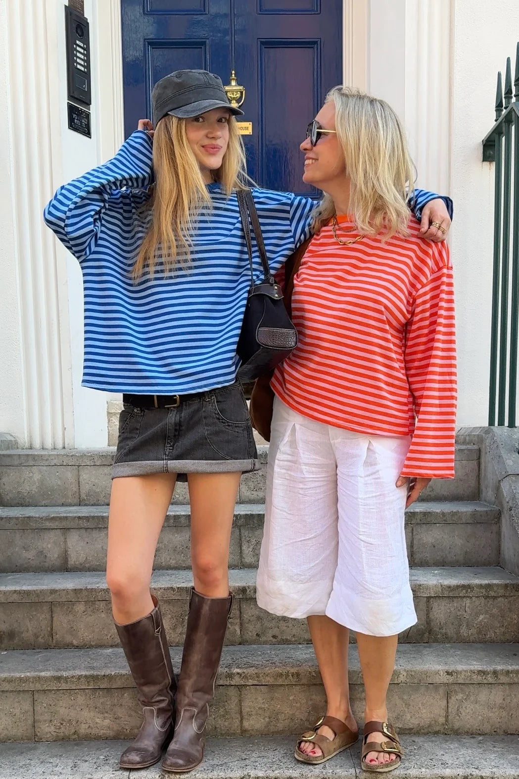 Anna Striped Crewneck | Royal Blue & Light Blue