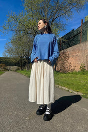 Anna Striped Crewneck | Royal Blue & Light Blue