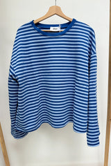 Anna Striped Crewneck | Royal Blue & Light Blue