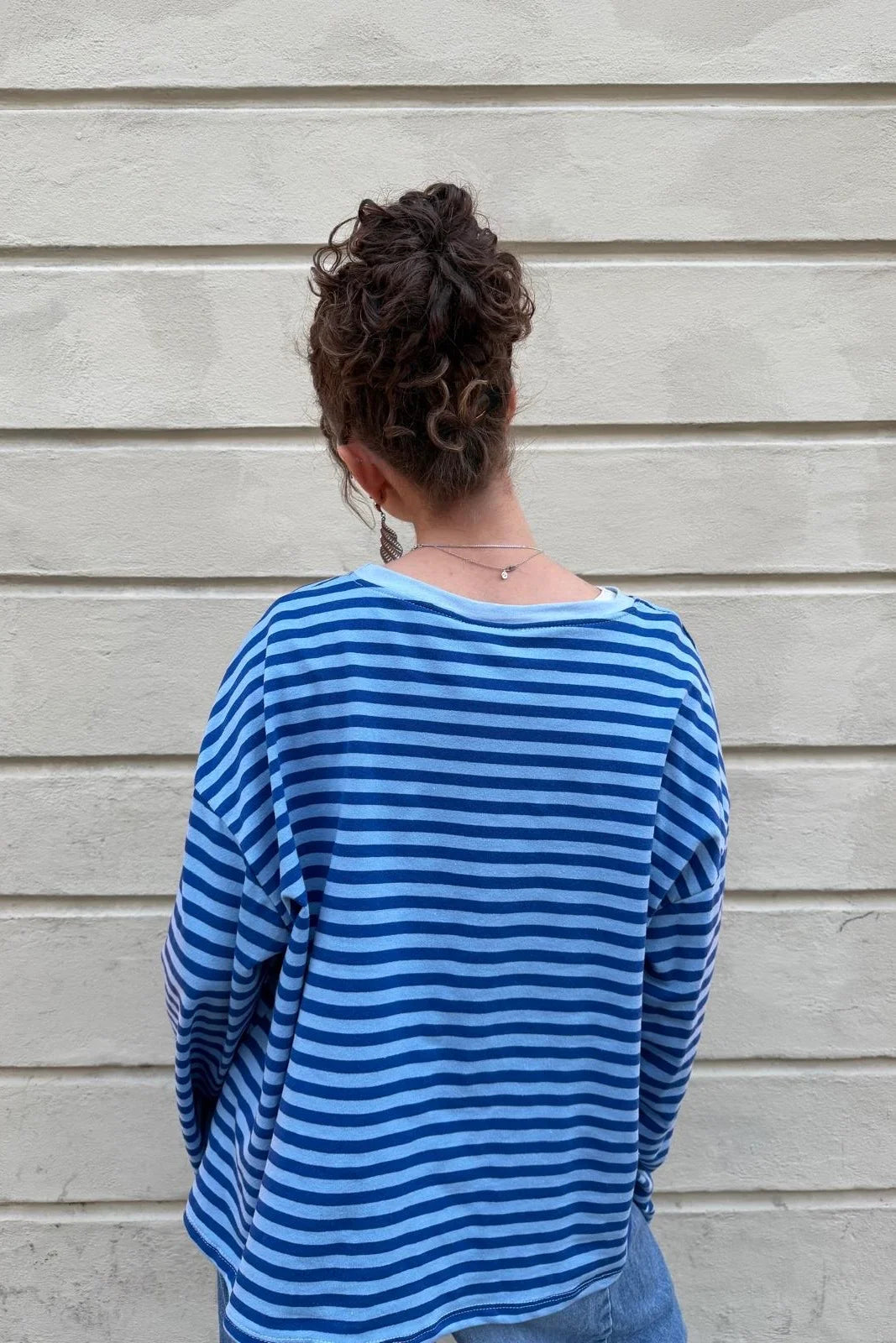 Anna Striped Crewneck | Royal Blue & Light Blue
