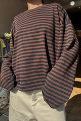 Anna Striped Crewneck | Black & Brown