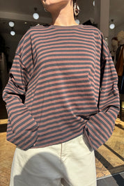Anna Striped Crewneck | Black & Brown