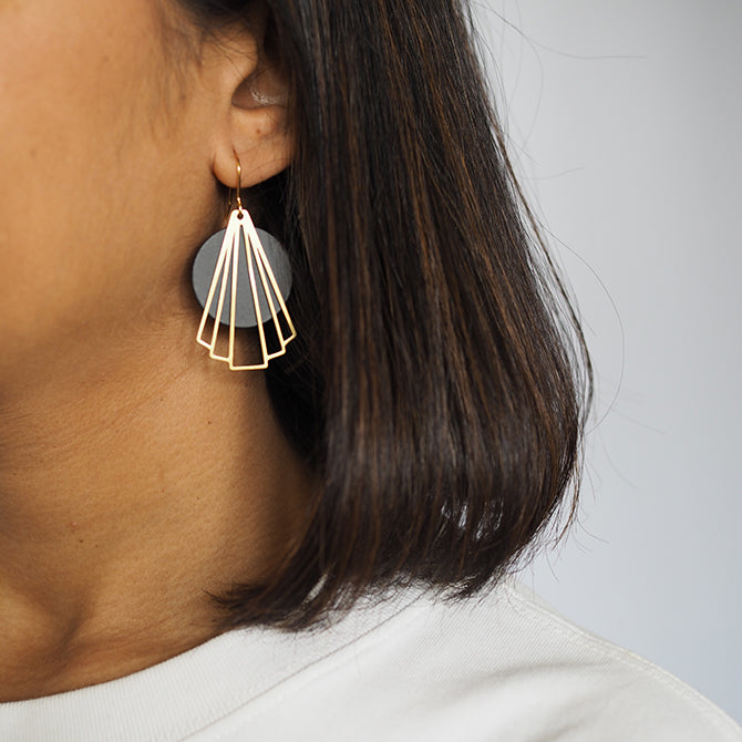 Art Deco Motif Long Earrings