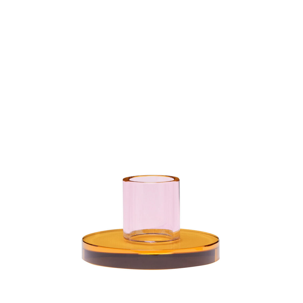 The Every Space small Astra candle holder in pink and orange crystal glass by Hübsch