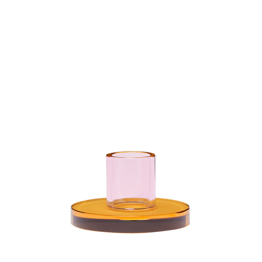 The Every Space small Astra candle holder in pink and orange crystal glass by Hübsch