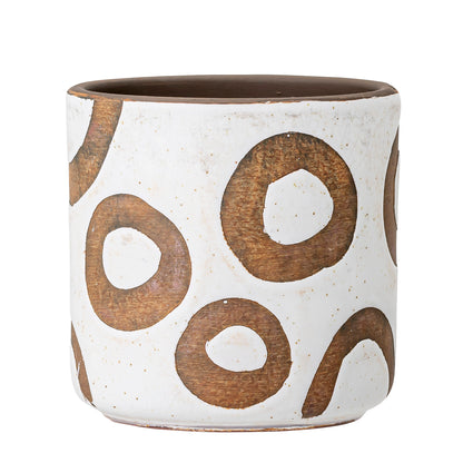 Deco Flowerpot in White & Terracotta