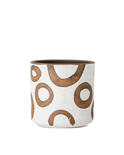 Deco Flowerpot in White & Terracotta