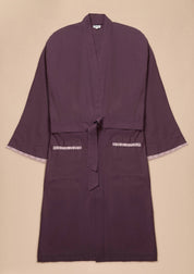 Cotton & Linen Robe in Fig Trim
