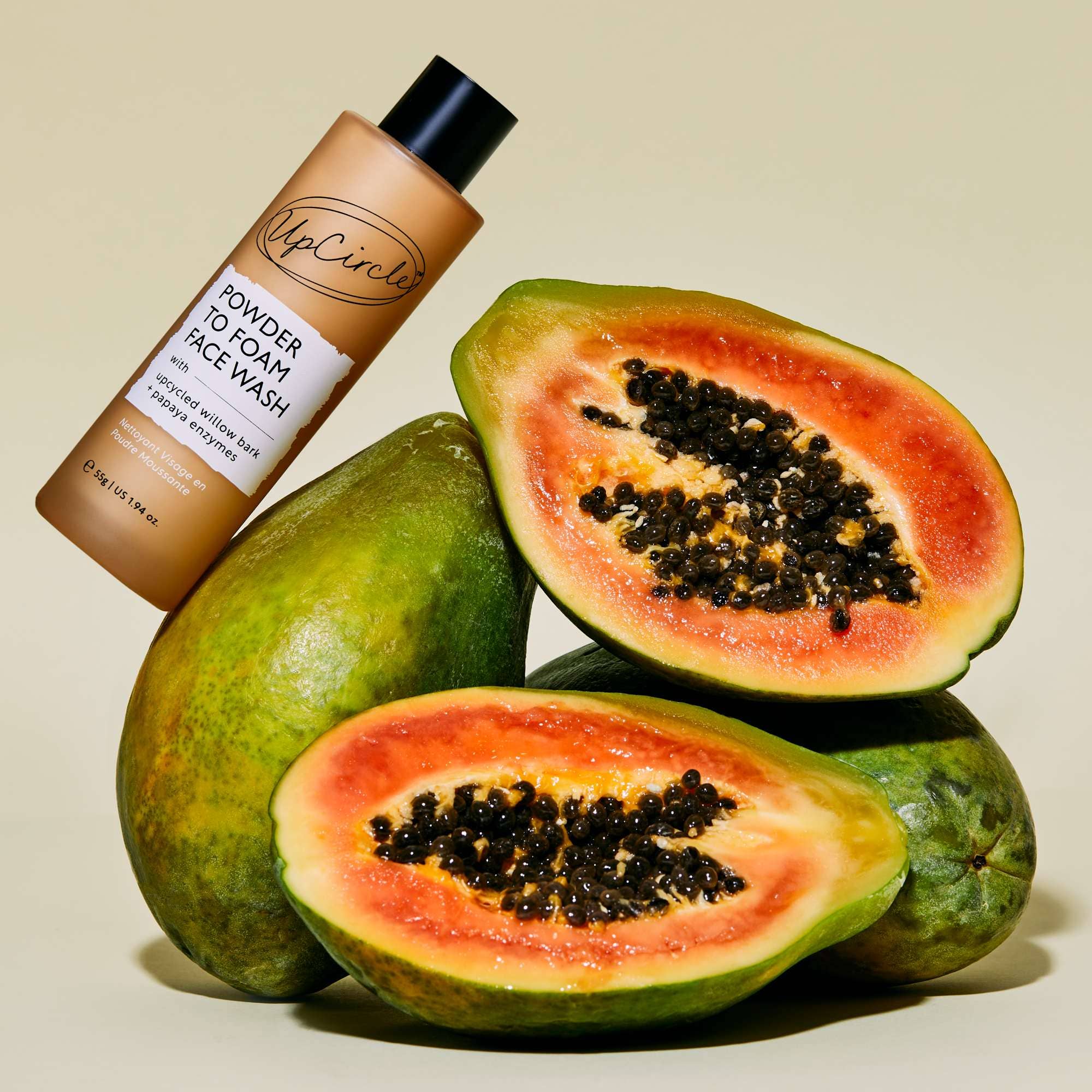 UpCircle Powder to Foam Face Wash | Willow Bark + Papaya Enzymes, 55g