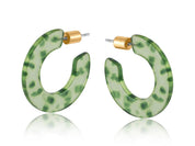 Flat Resin Hoop Earrings | Green