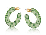 Flat Resin Hoop Earrings | Green