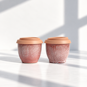 Ceramic flat white cup in Seville Terracotta, further view