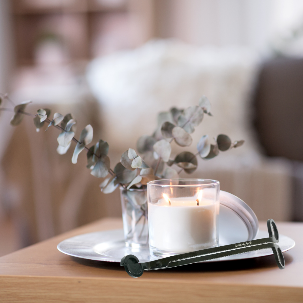 Satin black wick trimmer by Gloriously Good, further view