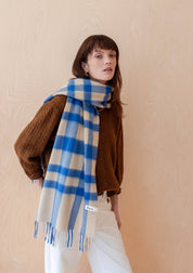 Lambswool Oversized Scarf | Blue Check