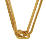 Passion Short Knot Herringbone Necklace | Waterproof Gold