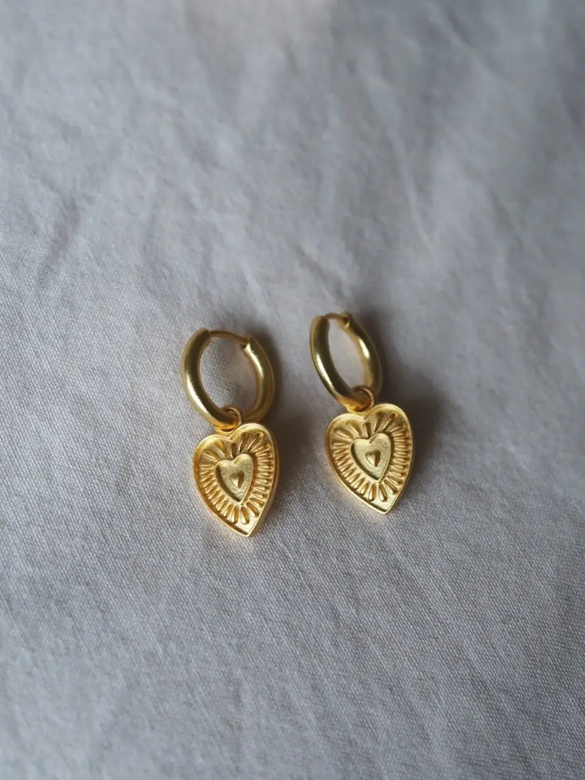 Roake Studio | Love Heart Gold Charm Earrings