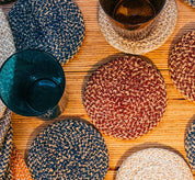 Cornflower and natural jute placemats by British Colour Standard, further view