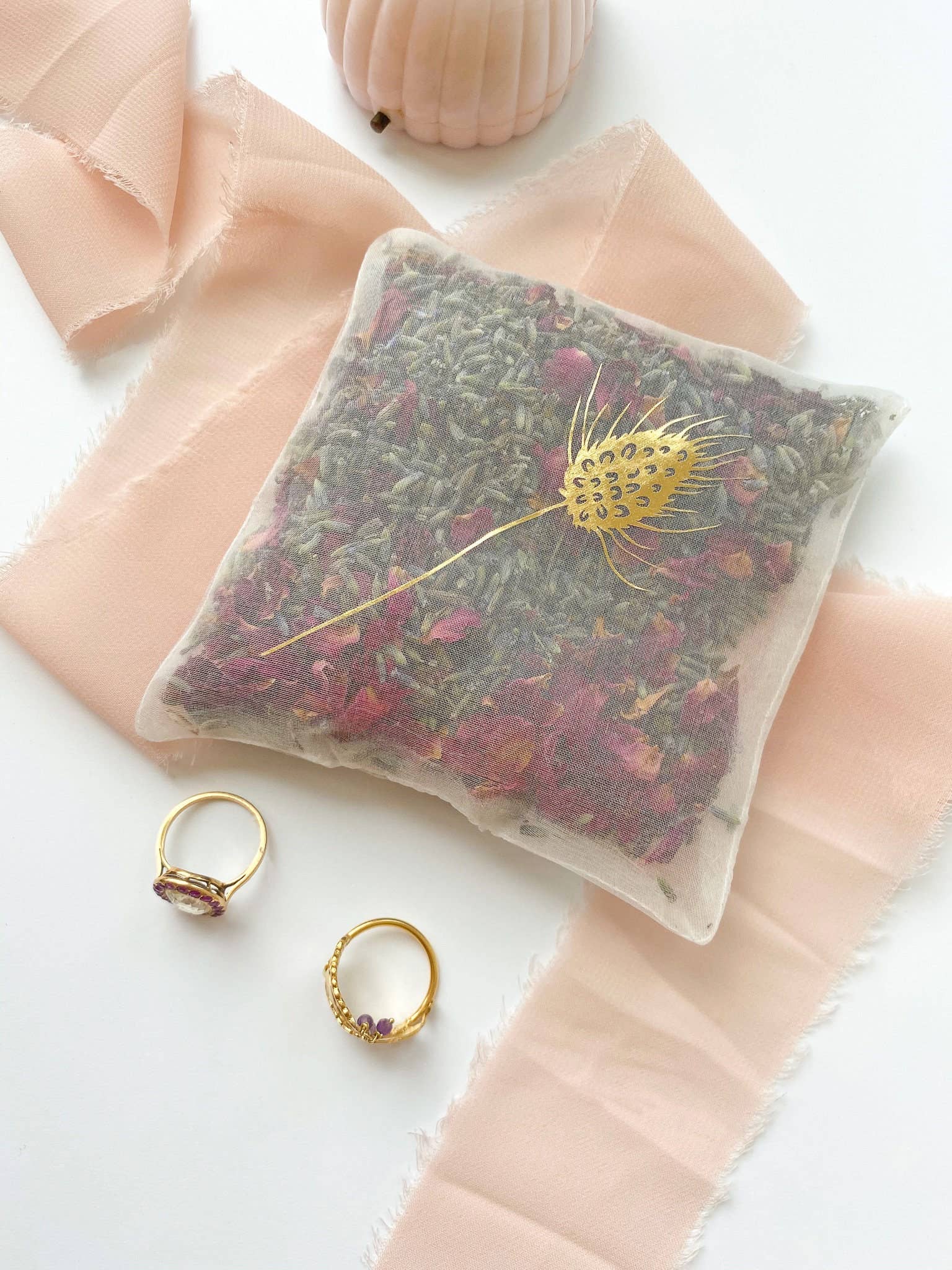 Seed Motif Silk Gold Lavender and Rose Bag