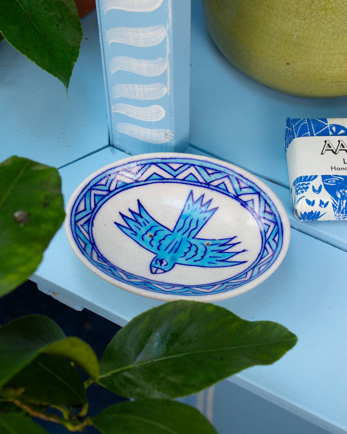 Blue Bird soap dish, further view