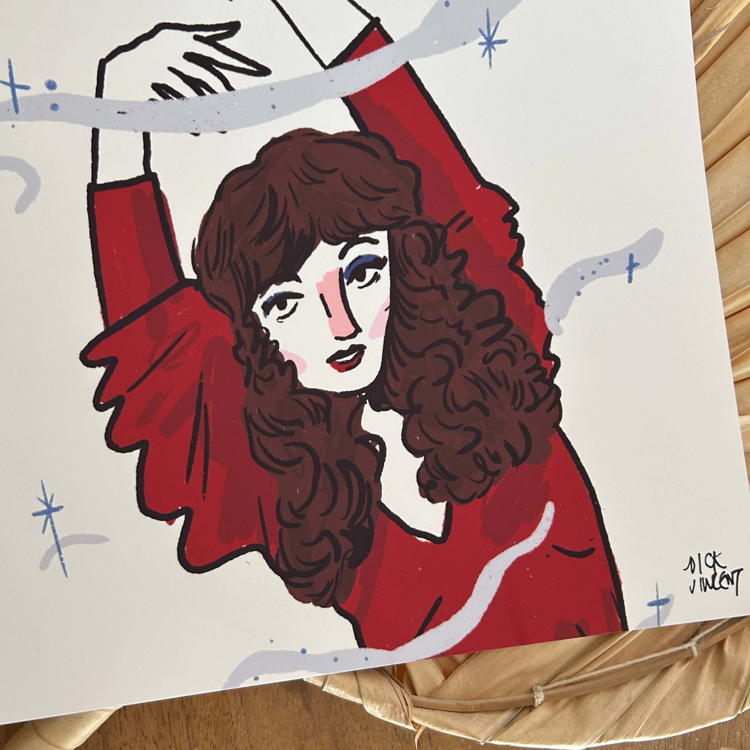 Dick Vincent Kate Bush Print | A4 Signed Illustration, Art Print